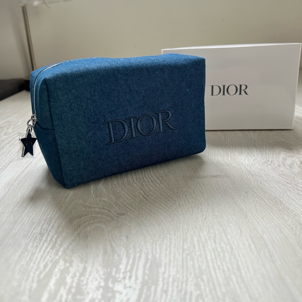 Dior denim cosmetic bag. New in box
